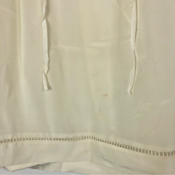 J. Crew Point Sur Ivory White Silk Ruffle Long Sleeve Blouse M - Picture 4 of 4